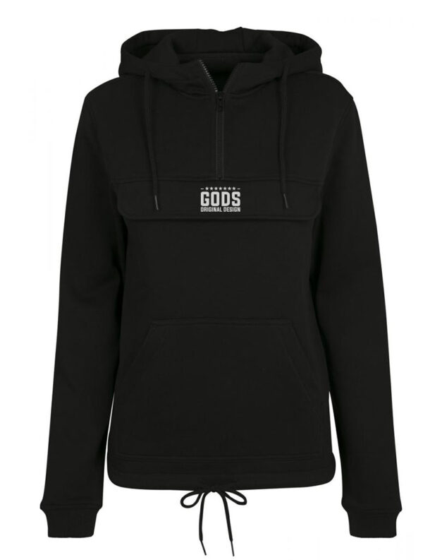 Pull over hoodie black woman front
