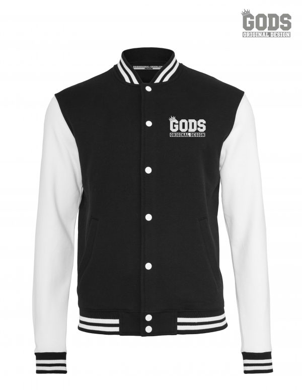 College jacket black and white front white 07