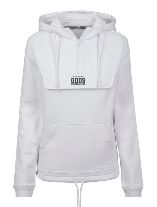 Pull over hoodie white ladies front